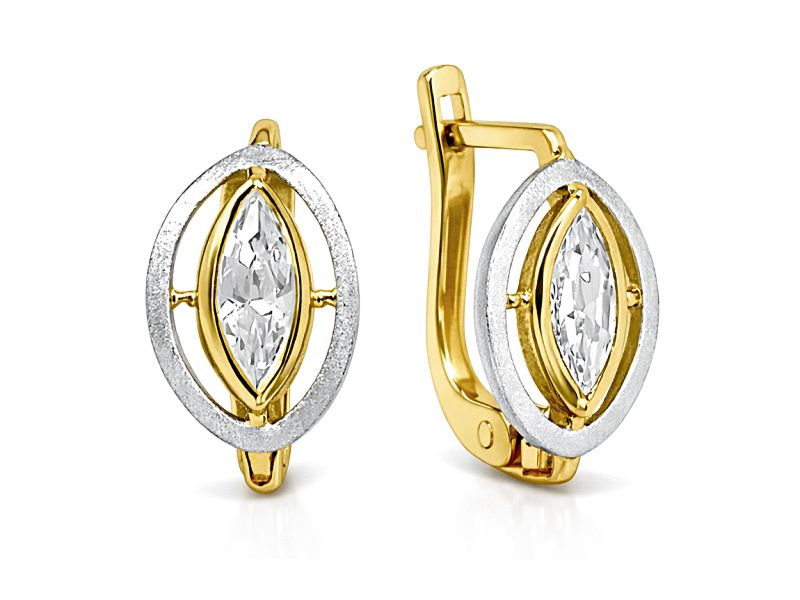 Złote kolczyki z cyrkoniami żółte złoto - 955a