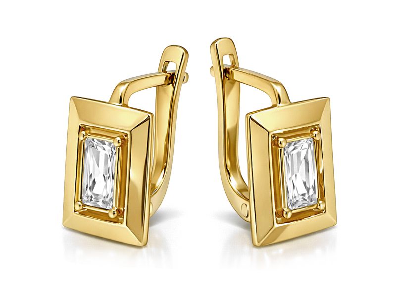 Złote kolczyki z cyrkoniami - 956