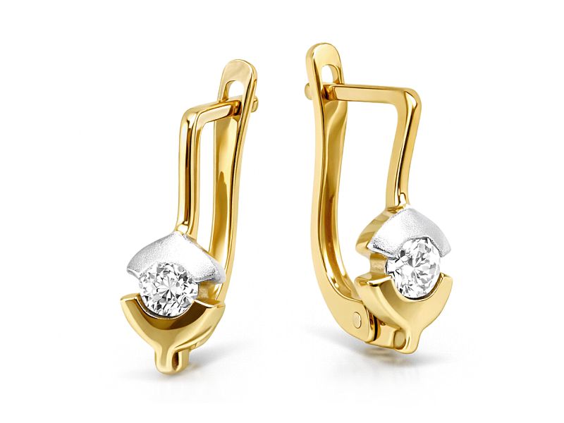 Złote kolczyki z cyrkoniami - 957