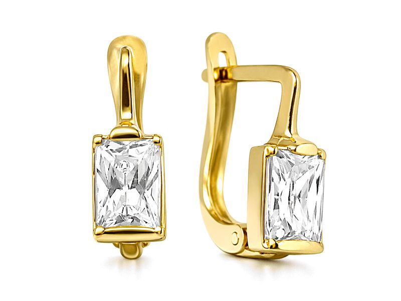 Złote kolczyki z cyrkoniami - 958