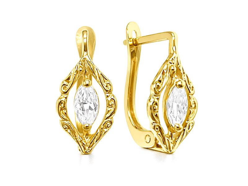 Złote kolczyki z cyrkoniami - 959