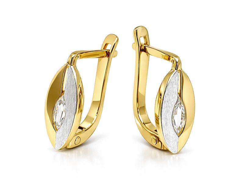 Złote kolczyki z cyrkoniami - 961