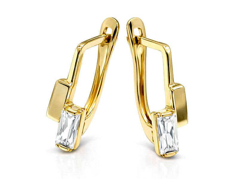 Złote kolczyki z cyrkoniami - 963