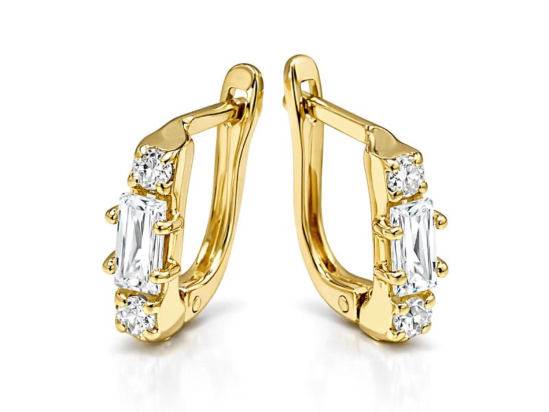 Złote kolczyki z cyrkoniami - 967