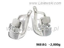 Kolczyki srebrne z cyrkoniami matowane biżuteria srebrna - 968ag