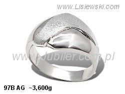 Pierścionek srebrny matowy cyrkonie - 97bag
