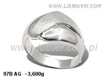 Pierścionek srebrny matowy cyrkonie - 97bag - 1
