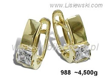 Złote Kolczyki z cyrkoniami żółte złoto proba 585 - 988 - 1