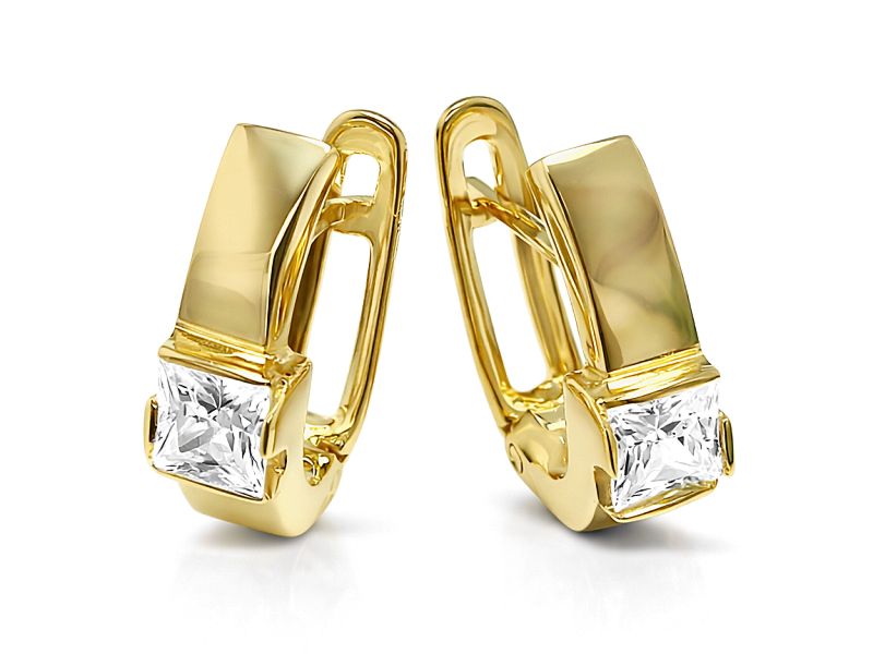 Złote kolczyki z cyrkoniami - 988