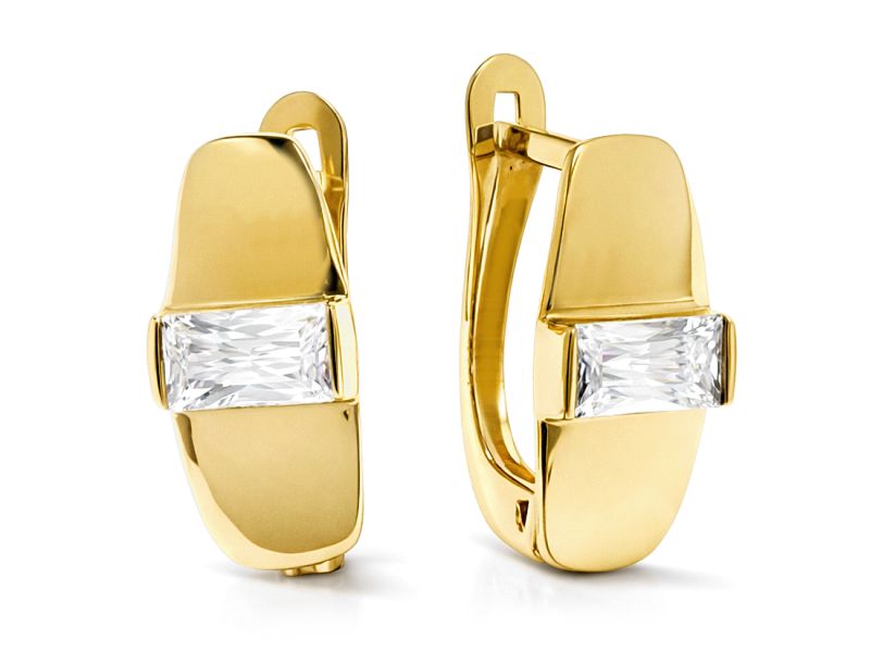 Złote kolczyki z cyrkoniami - 996