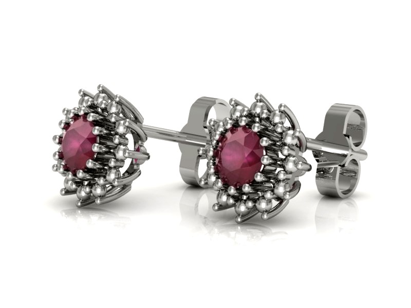 Złote kolczyki z rubinami białe złoto - K15097Br — zdjęcie 3