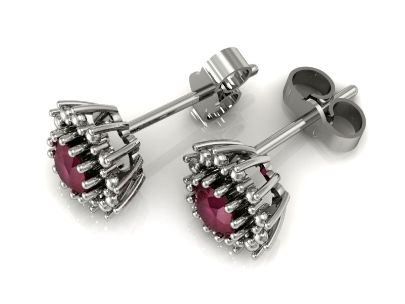 Złote kolczyki z rubinami białe złoto - K15097Br — zdjęcie 2