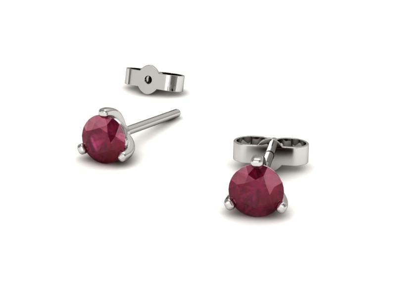 Złote kolczyki z rubinami białe złoto - K15363br — zdjęcie 3