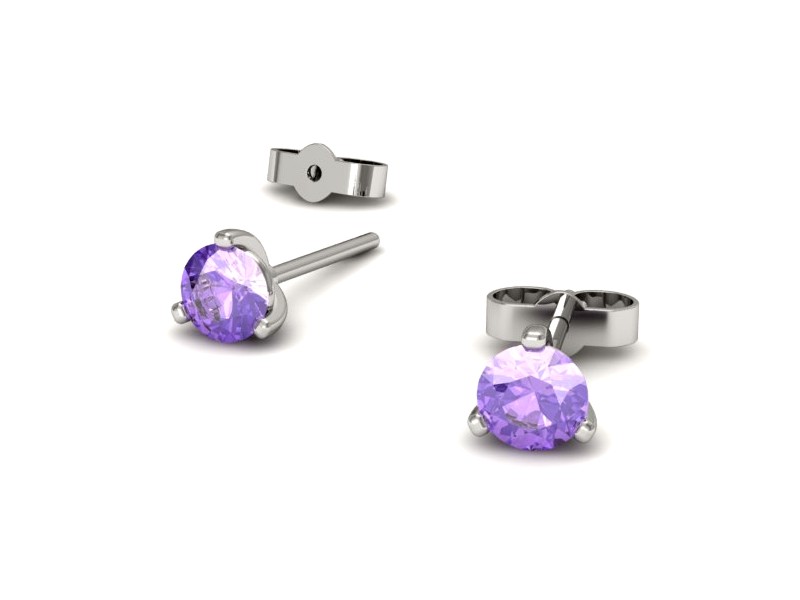 Złote kolczyki z tanzanitami białe złoto - K15363bt — zdjęcie 3