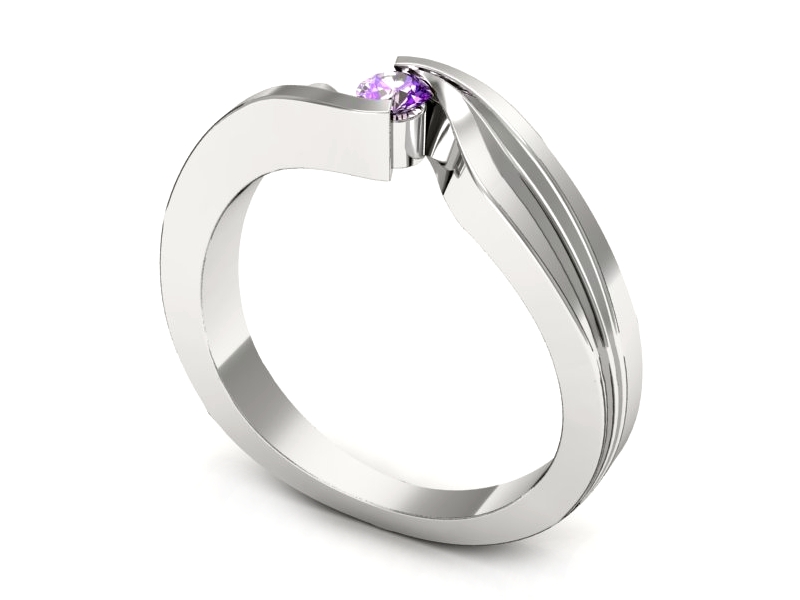 Złoty pierścionek z ametystem białe złoto - P15024ba — zdjęcie 3