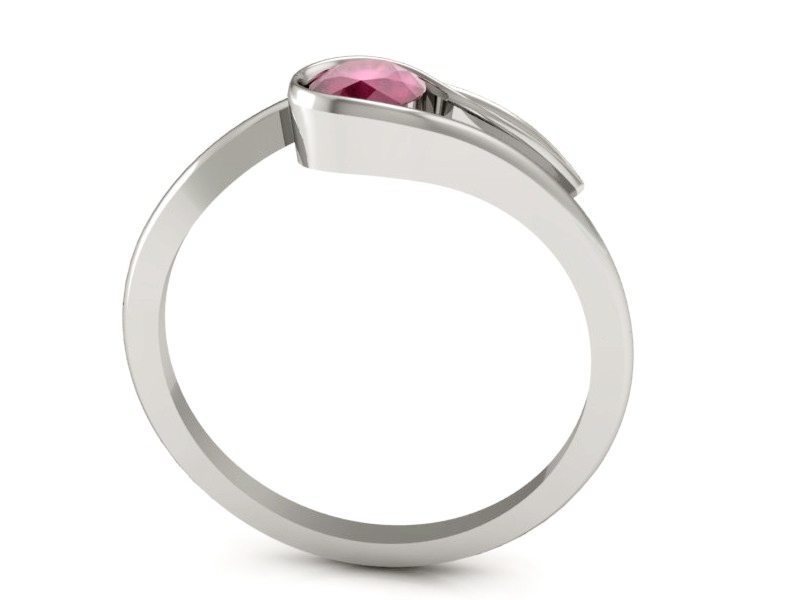 Złoty pierścionek z rubinem białe złoto - P15033brub — zdjęcie 3