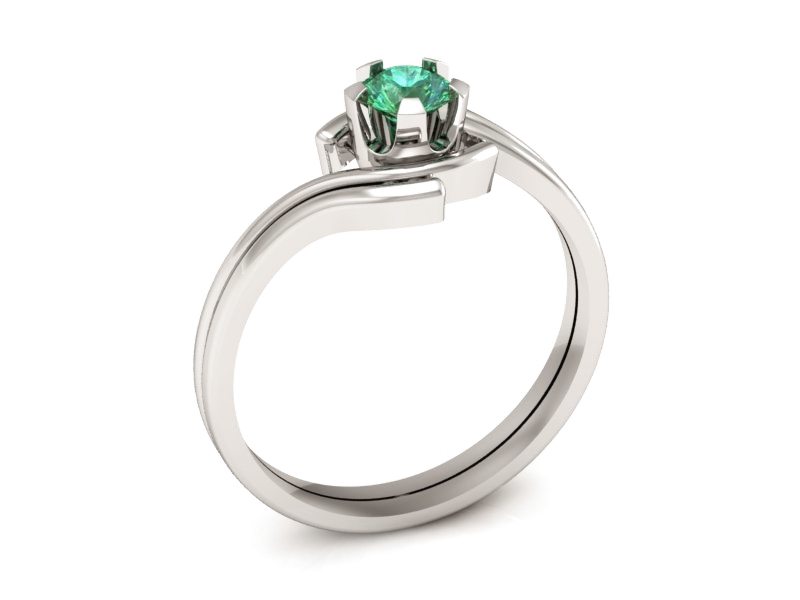 Złoty pierścionek białe złoto ze szmaragdem - P15112Bsm — zdjęcie 3