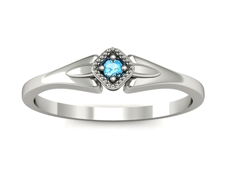 Złoty pierścionek z topazem białe złoto - P15207ba — zdjęcie 3