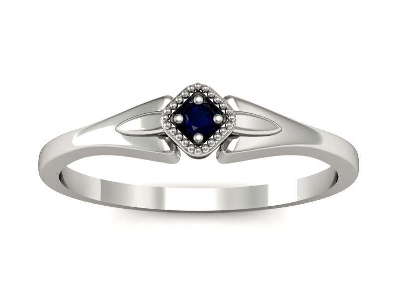 Złoty pierścionek z szafirem białe złoto - P15207bsz — zdjęcie 3