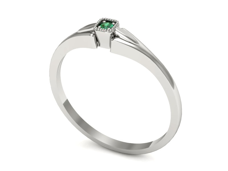 Złoty pierścionek ze szmaragdem białe złoto - P15208bsm — zdjęcie 3