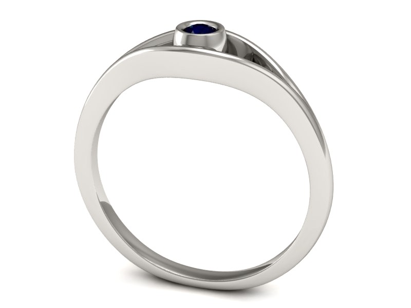Złoty pierścionek z szafirem białe złoto - P15217bsz — zdjęcie 3