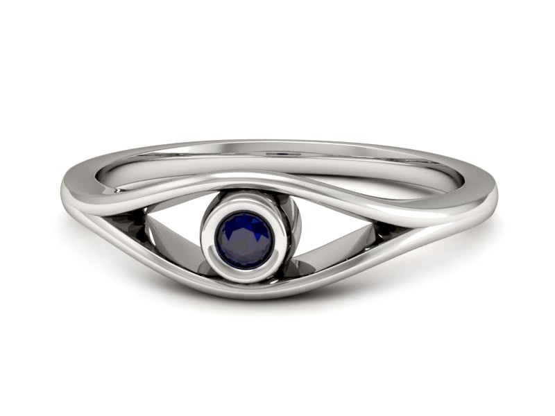 Złoty pierścionek z szafirem białe złoto - P15217bsz — zdjęcie 2