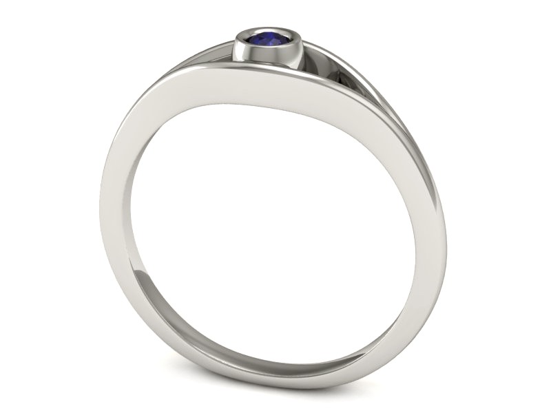 Złoty pierścionek z szafirem białe złoto - P15217bszc — zdjęcie 3