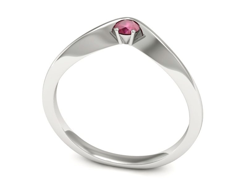 Złoty pierścionek z rubinem białe złoto - P15219br — zdjęcie 3