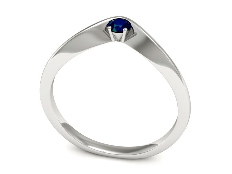 Złoty pierścionek z szafirem białe złoto - P15219bsz — zdjęcie 3