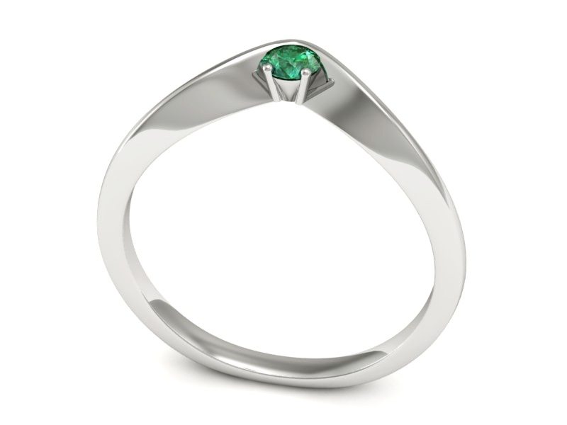 Złoty pierścionek ze szmaragdem białe złoto - P15219bszm — zdjęcie 3