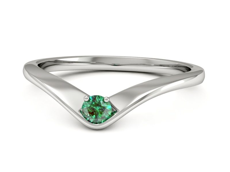 Złoty pierścionek ze szmaragdem białe złoto - P15219bszm — zdjęcie 2