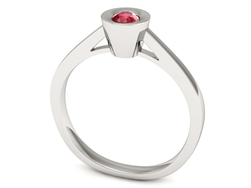 Pierścionek zaręczynowy z rubinem białe złoto - P15242br1 — zdjęcie 3