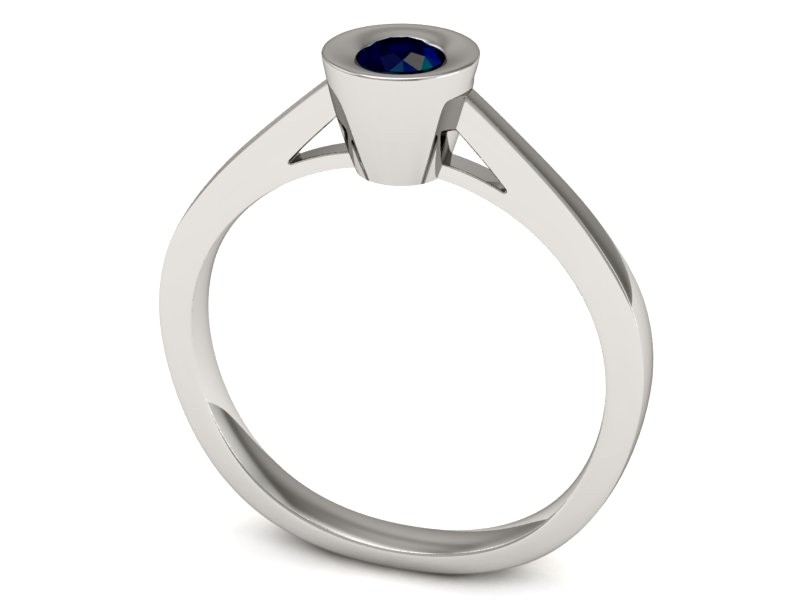Złoty pierścionek z szafirem białe złoto - P15242bsz — zdjęcie 3