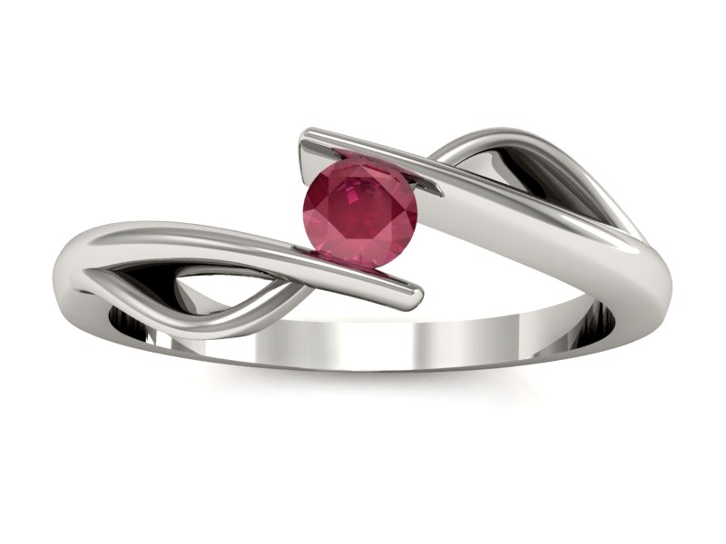 Złoty pierścionek z rubinem białe złoto - P15256br — zdjęcie 3