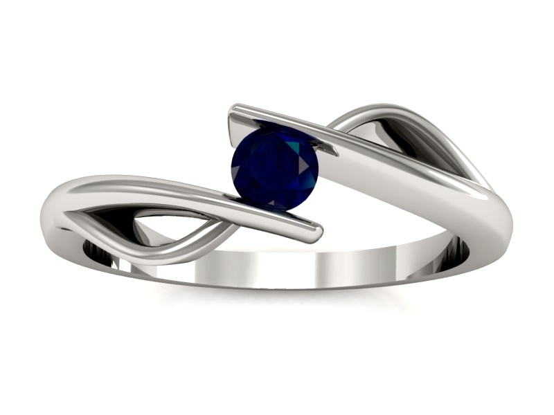 Złoty pierścionek z szafirem białe złoto - P15256bsz — zdjęcie 3