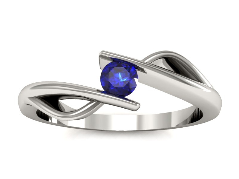 Złoty pierścionek z szafirem białe złoto - P15256bszc — zdjęcie 3