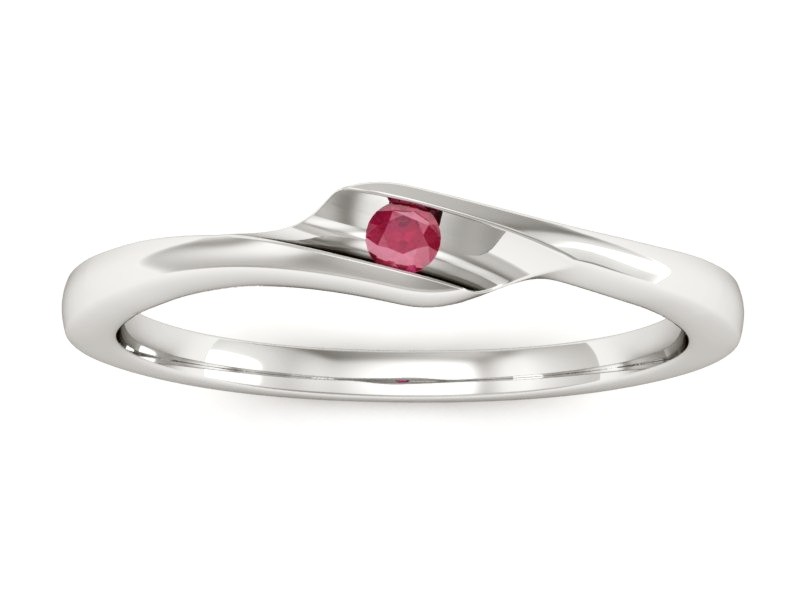 Pierścionek zaręczynowy z rubinem białe złoto - P15264br — zdjęcie 3