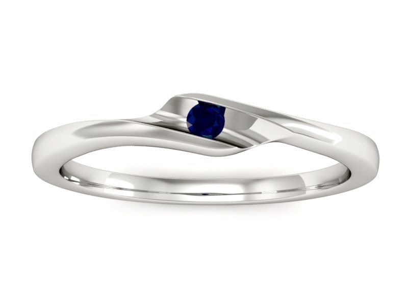 Złoty pierścionek z szafirem białe złoto - P15264bsz — zdjęcie 3