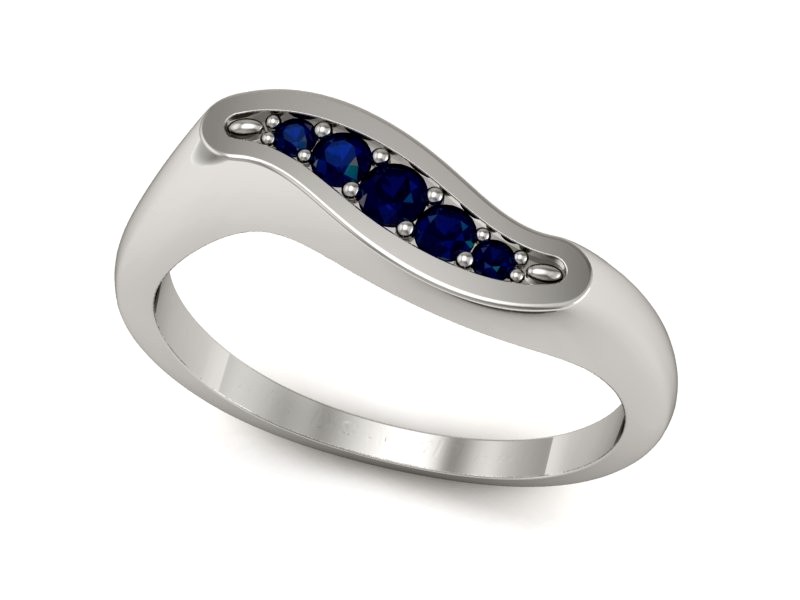 Złoty pierścionek z szafirami białe złoto - P15281bsz — zdjęcie 3