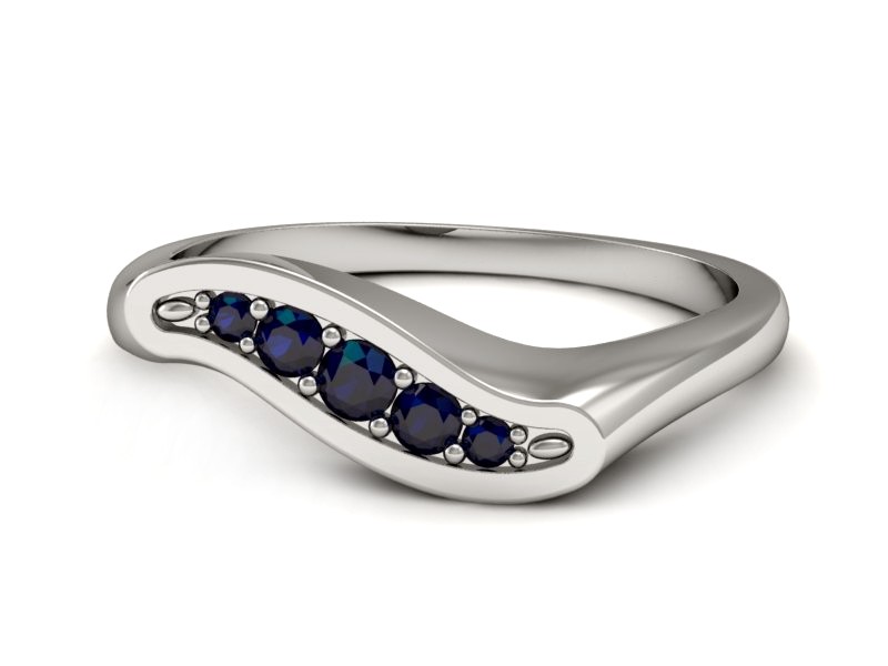 Złoty pierścionek z szafirami białe złoto - P15281bsz — zdjęcie 2