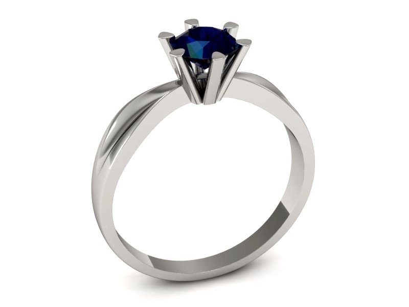 Złoty pierścionek z szafirem białe złoto - P15303bsz — zdjęcie 3