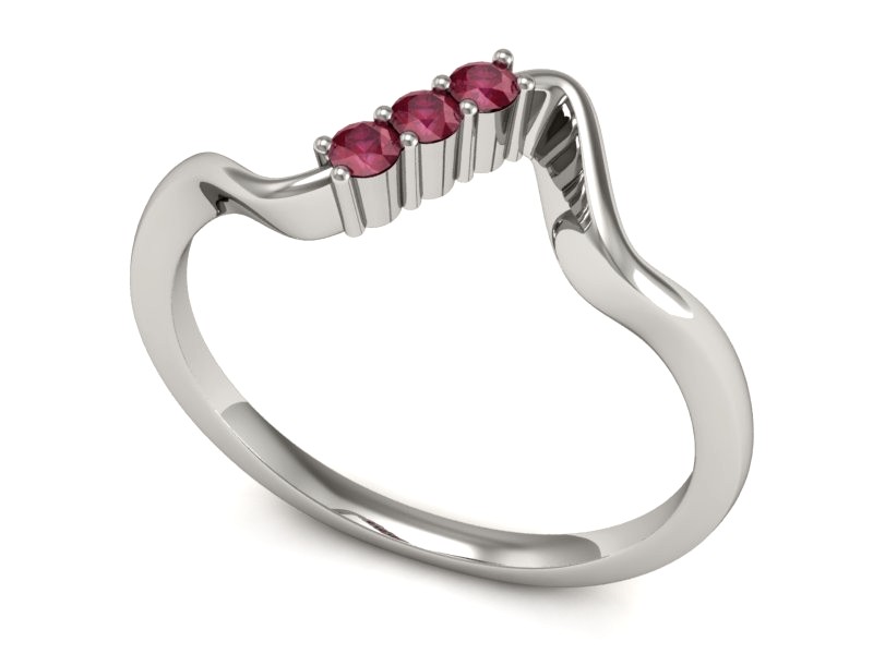 Złoty pierścionek z rubinami białe złoto - P15313br — zdjęcie 3
