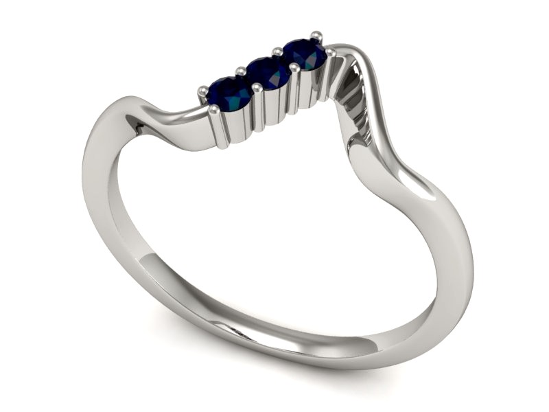 Złoty pierścionek z szafirami białe złoto - P15313bsz — zdjęcie 3