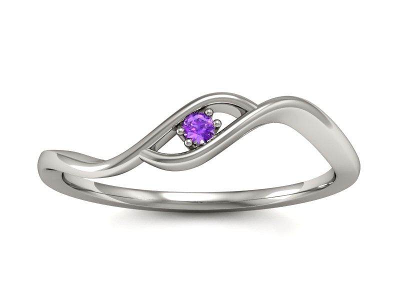 Złoty pierścionek z ametystem białe złoto - P15315bam — zdjęcie 3