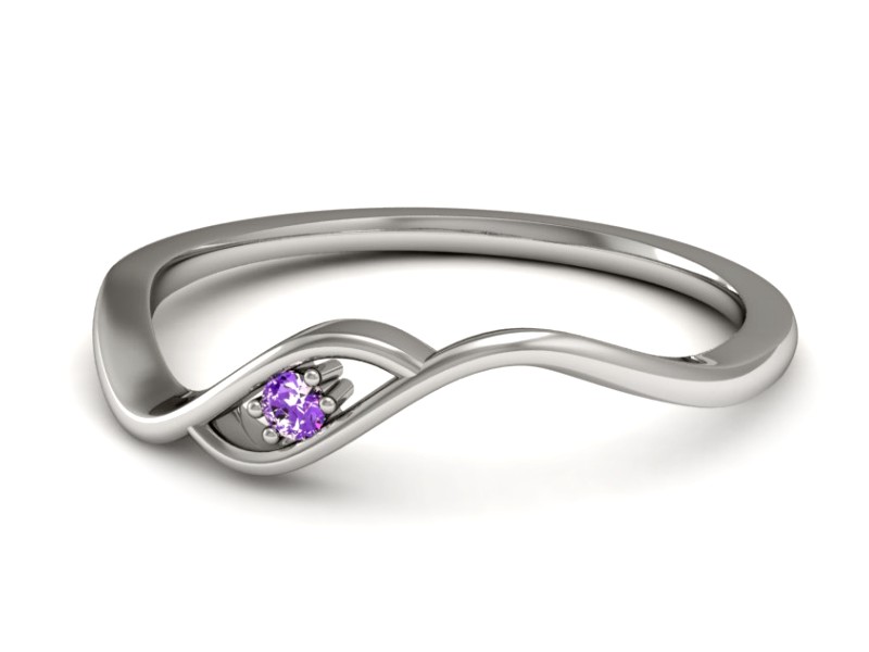 Złoty pierścionek z ametystem białe złoto - P15315bam — zdjęcie 2