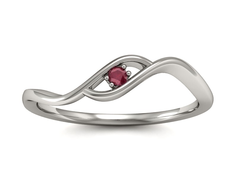 Złoty pierścionek z rubinem białe złoto - P15315br — zdjęcie 3