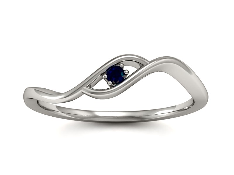 Złoty pierścionek zaręczynowy złoty z szafirem - P15315bsz — zdjęcie 3