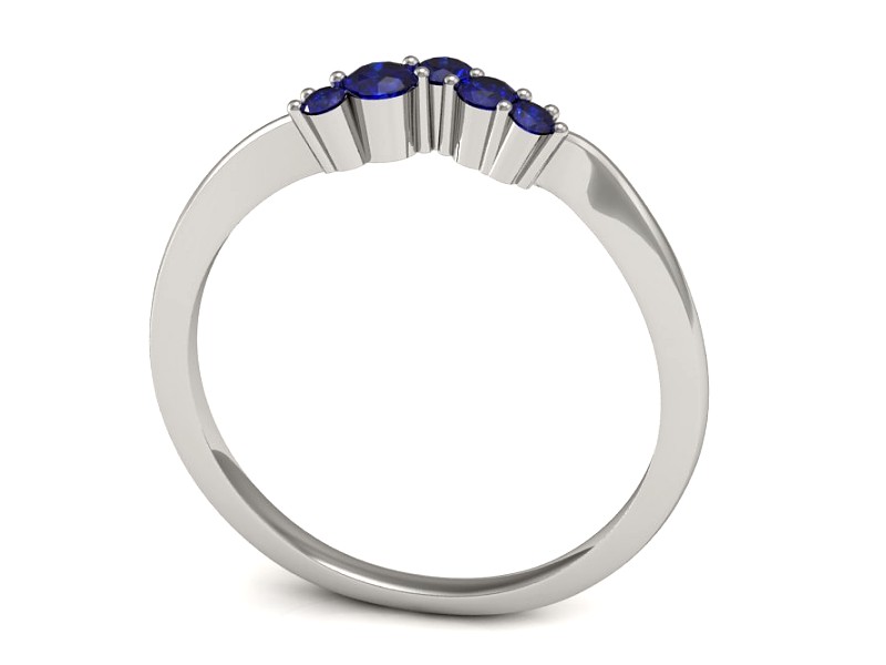 Złoty pierścionek z szafirami białe złoto - P15324bszc — zdjęcie 3