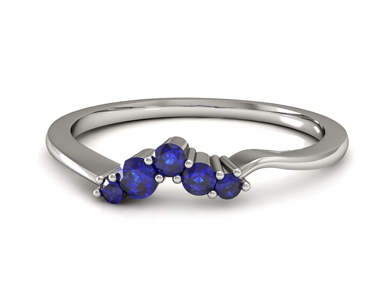 Złoty pierścionek z szafirami białe złoto - P15324bszc — zdjęcie 2