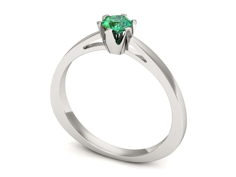 Złoty pierścionek ze szmaragdem białe złoto - P15327bsm — zdjęcie 3